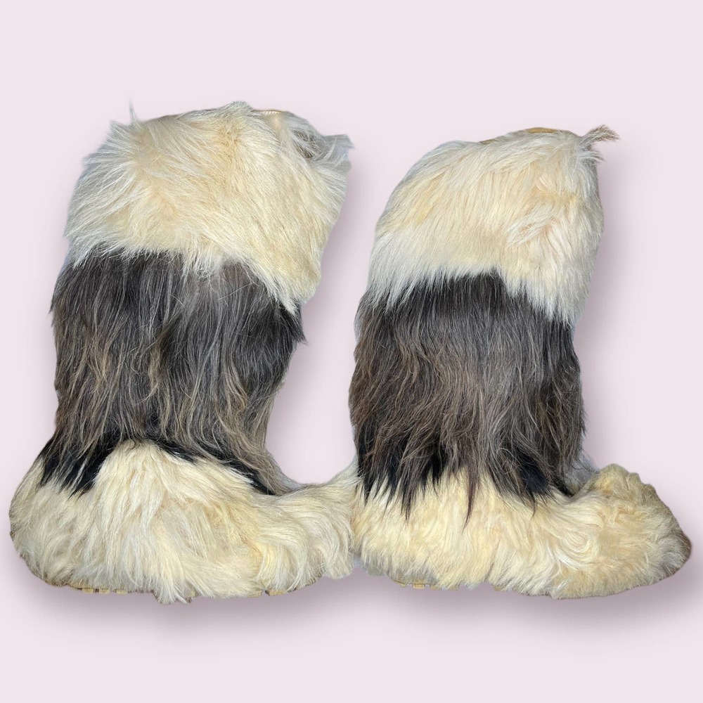RARE Vintage Roluc Ideal Open Country Goat Fur Boots